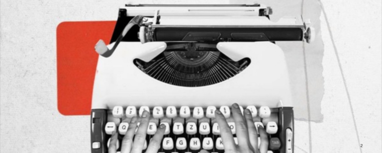 Hands typing on a vintage typewriter representing content writing and storytelling in marketing