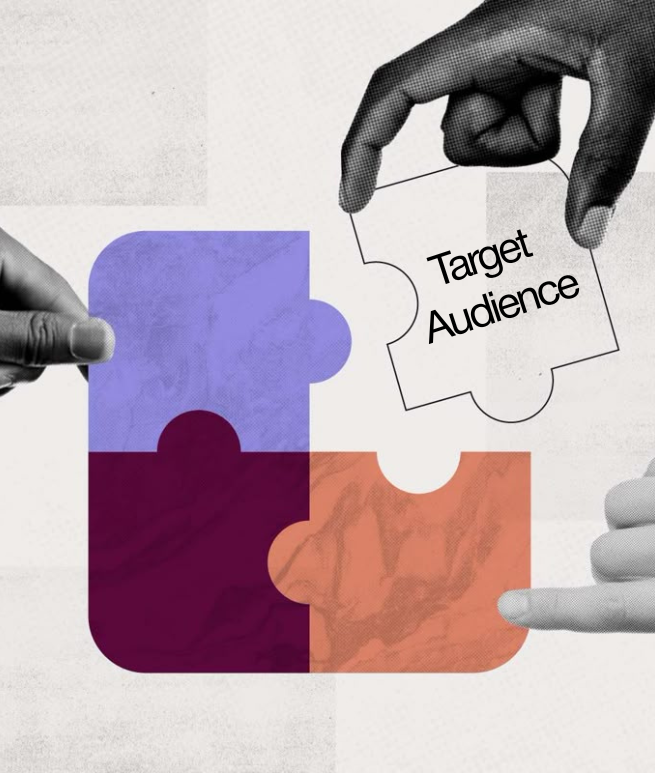 Hands placing a puzzle piece labeled target audience, symbolizing why ads fail even with perfect targeting