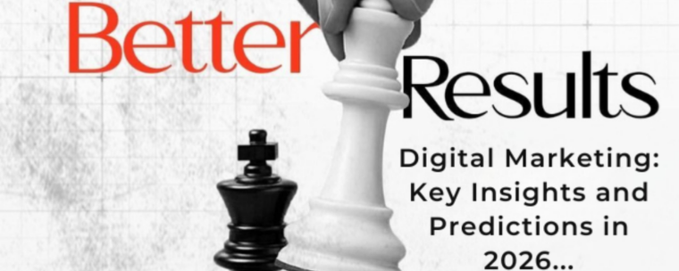 Better results in digital marketing showing strategy and planning insights with chess pieces representing predictions for 2026