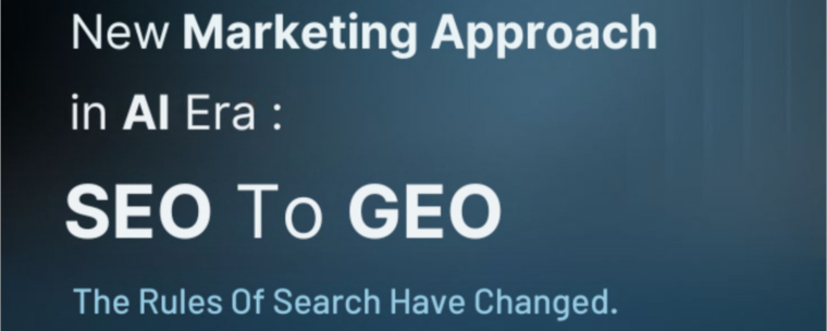 Banner highlighting the transition from SEO to GEO in the AI era, emphasizing how search rules have changed with generative AI